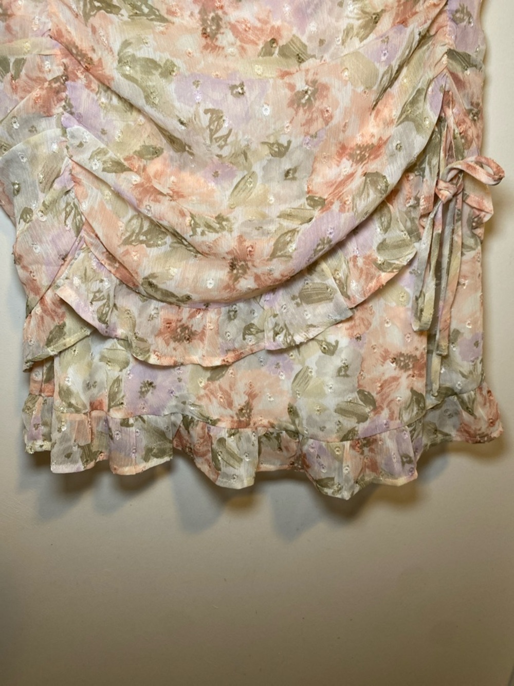 Lulu's Pastel Floral Ruffle Tie-Side Mini Skirt - Picture 3 of 5